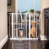 g31"H Extra-Wide Walk Through Metal Dog Pet Gate, with Additional Small Door, White