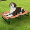 Folding Dog Cot mesh center for ventilation with foldable legs for easy travel - For pet up to 50 lbs - Orange & Gray, Dimensions