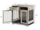 Furniture Dog crate, indoor pet crate end tables, decorative wooden kennels with removable trays. Grey, 32.3'' W x 22.8'' D x 33.5'' H.