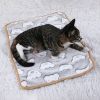 Warming Pet Pad Cartoon Paw Print  Warm Bed Plush Sleeping Pad For Small Puppy Dogs Kitten