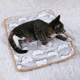 Warming Pet Pad Cartoon Paw Print  Warm Bed Plush Sleeping Pad For Small Puppy Dogs Kitten (size: L)